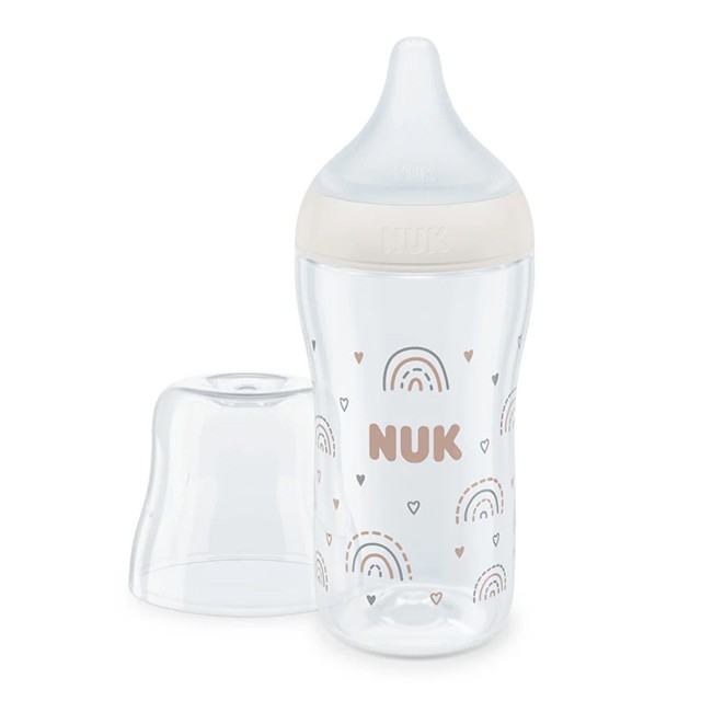 Nuk – Perfect Match Μπιμπερό Γυάλινο με Δείκτη Ελέγχου Θερμοκρασίας Ουράνια Τόξα 3m+ 230ml
