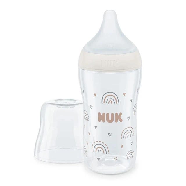 Nuk – Perfect Match Μπιμπερό Γυάλινο με Δείκτη Ελέγχου Θερμοκρασίας Ουράνια Τόξα 3m+ 230ml