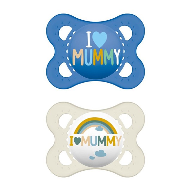 MAM - Ι Love Mummy & Daddy Πιπίλα Σιλικόνης 2-6m Boy (115SB2) | 2τμχ