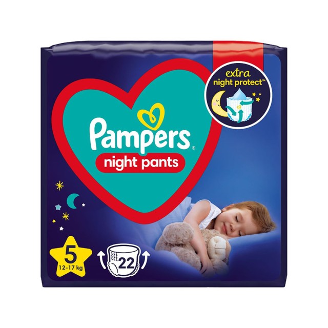 PAMPERS - Night Pants Πάνες Βρακάκι Νυκτός Νο5 (12-17kg) | 22τμχ