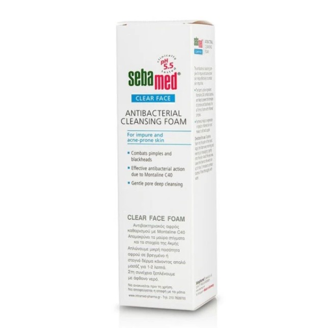 Sebamed Clear Face Antibacterial Cleansing Foam, Αφρός Καθαρισμού για Ακμή/Λιπαρό Δέρμα, 150ml