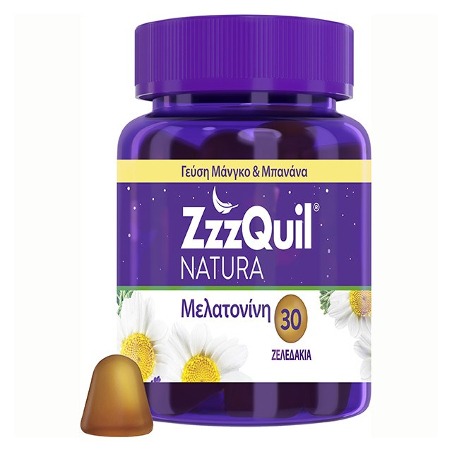 ZzzQuil NATURA - Συμπλήρωμα διατροφής με Μελατονίνη Μπανάνα & Μάνγκο | 30 ζελεδάκια