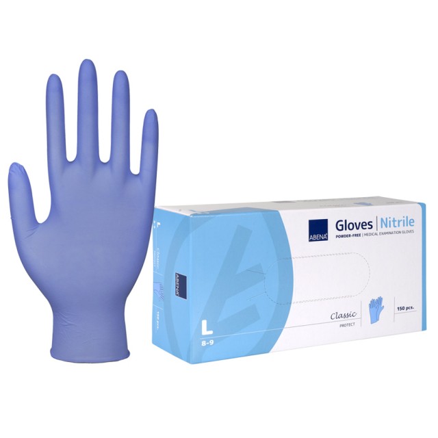 ABENA - Excellent Αντιμικροβιακά Ιατρικά Εξεταστικά Γάντια Νιτριλίου Μπλε LARGE | 100τμχ