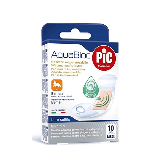 PIC SOLUTION - AquaBloc Strips Λεπτά Αδιάβροχα Τσιρότα Large | 10τμχ