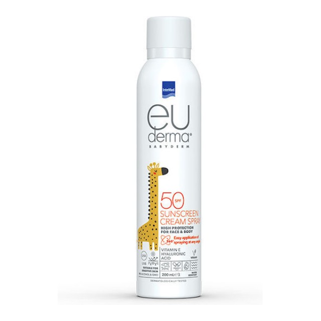 InterMed Euderma Babyderm SPF50 Αδιάβροχο Παιδικό Αντηλιακό Spray για Πρόσωπο & Σώμα 200ml