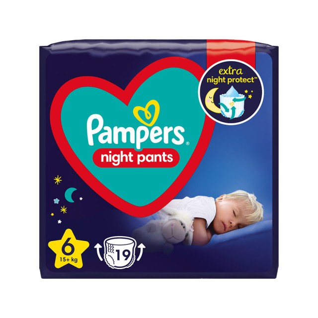 PAMPERS - Night Pants Πάνες Βρακάκι Νυκτός Νο6 (15+kg) | 19τμχ