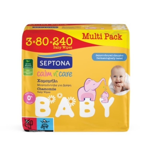 Septona Calm N Care Chamomile Μωρομάντηλα (3x80τμχ) 240τμχ