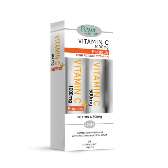 POWER OF NATURE - Promo Vitamin C 1000mg Plus Propolis  (20efftab) & Vitamin C 500mg (20efftab)