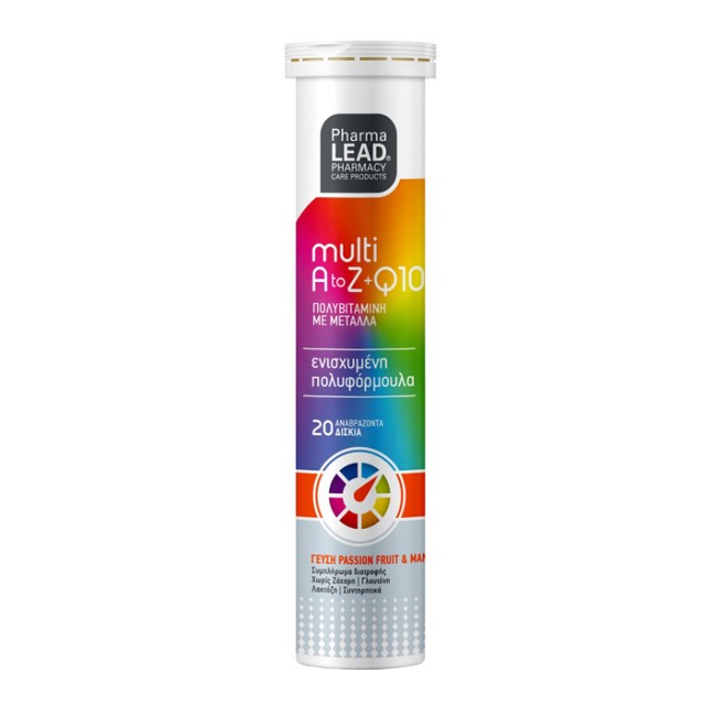 Pharmalead Multi A-Z & Q10 Πολυβιταμίνη για Ενέργεια Mango Passion Fruit 20 αναβράζοντα δισκία