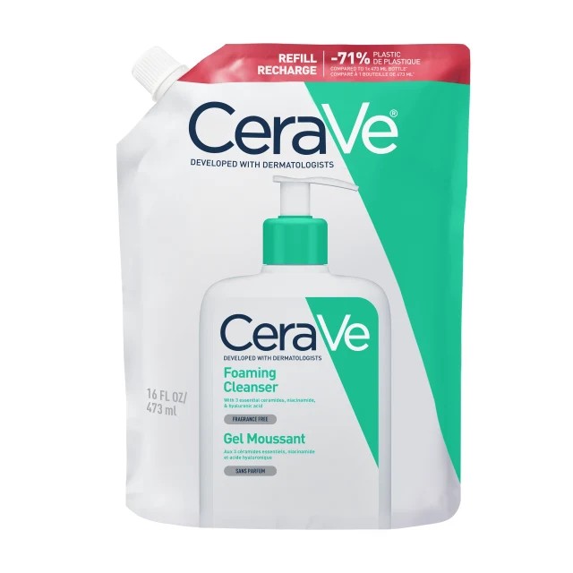 CeraVe Foaming Cleanser Refill Αφρίζον Gel Καθαρισμού για λιπαρή επιδερμίδα, κατάλληλο για Πρόσωπο και Σώμα 473ml