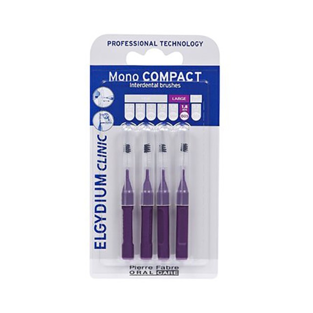 ELGYDIUM - Clinic Mono Compact Interdental Brushes Purple 0.8mm | 4τεμ