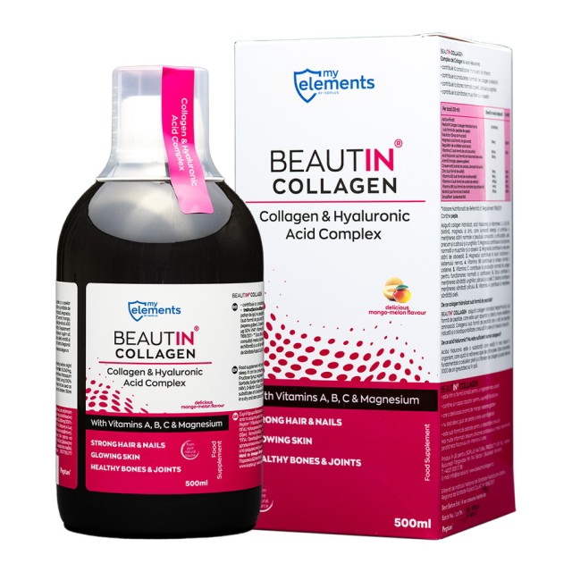 MY ELEMENTS -  Beautin Collagen & Hyaluronic with Vitamins A,B,C & Magnesium Μάνγκο/Πεπόνι | 500ml