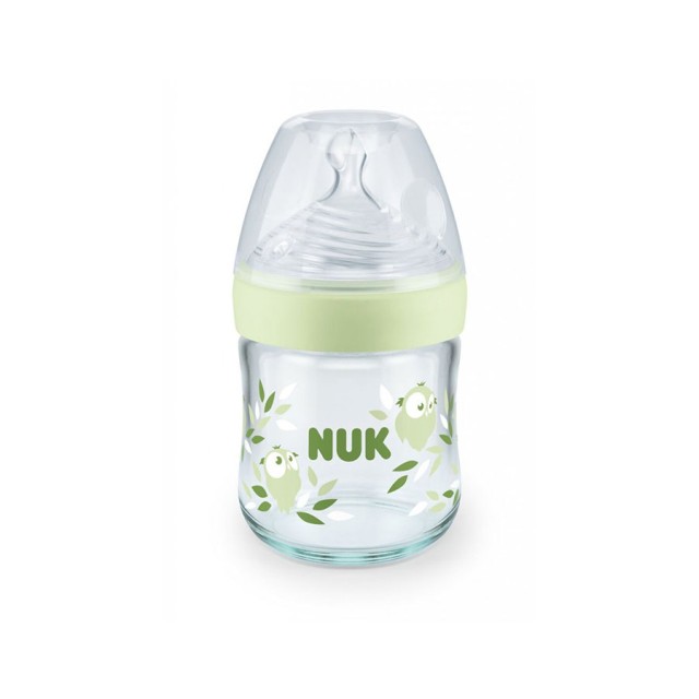 NUK - Nature Sense Μπιμπερό γυάλινο Θηλή σιλικόνης Πράσινο Small (10.747.112) |120ml