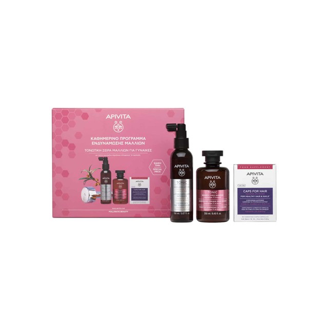 APIVITA - Caps For Hair Hippophae, Zinc & Biotin (30caps) & ΔΩΡΟ Womens Tonic Shampoo (250ml) & Tonic Hair Loss Lotion με Hippophae TC & Πρωτεΐνες Λουπίνου (150ml)