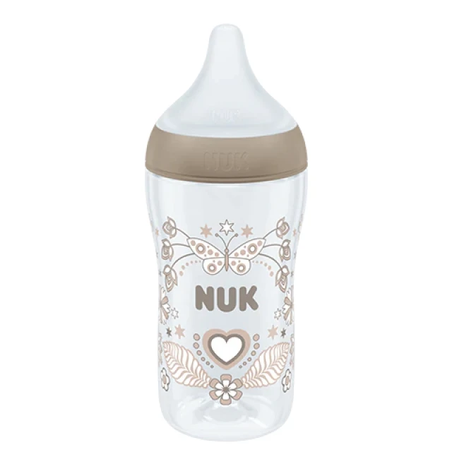 NUK - Perfect Match Μπιμπερό Καφετί με μαλακή θηλή σιλικόνης (Art.10216014) 260ml