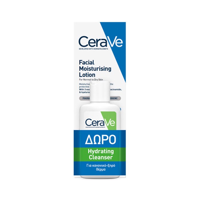 CeraVe Promo PM Facial Moisturising Lotion Ενυδατική Κρέμα Προσώπου για Kανονικό έως Ξηρό Δέρμα 52ml & Δώρο Hydrating Cleanser Καθαριστικό 20ml