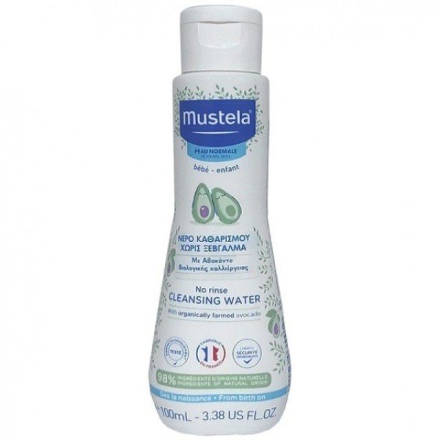 Mustela No rinse Cleansing Water, Νερό Καθαρισμού Χωρίς Ξέβγαλμα Με Αβοκάντο Βιολογικής Καλλιέργειας 100ml