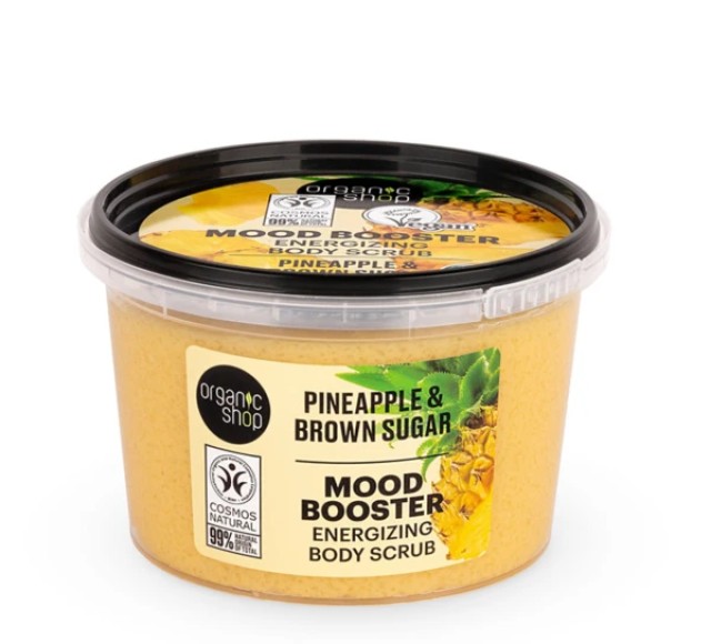 Organic Shop Mood Booster Energizing Body Scrub με Ανανά & Καστανή Ζάχαρη, 250ml