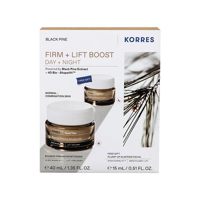 Korres Promo Black Pine Bounce Firming Moisturizer Σύσφιξη & Lifting Κρέμα Ημέρας 40ml & Free Plump-Up Sleeping Facial Σύσφιξη & Lifting Κρέμα Νύχτας 15ml