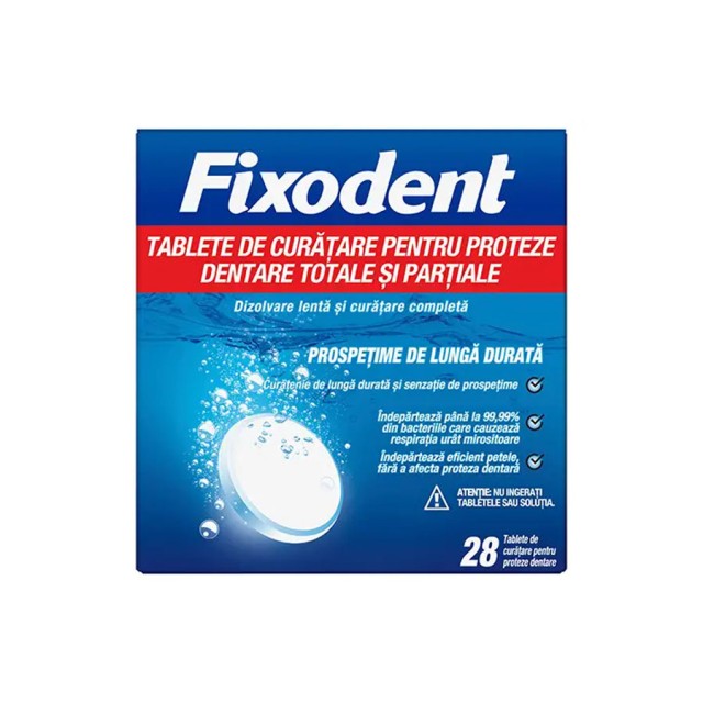 FIXODENT - Ταμπλέτες Καθαρισμού για Ολικές & Μερικές Τεχνητές Οδοντοστοιχίες | 28tabs