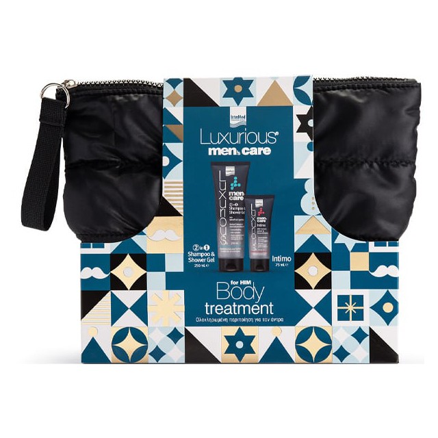Intermed Promo Luxurious Mens Care Ολοκληρωμένη Περιποίηση για τον Άνδρα με Σαμπουάν & Αφρόλουτρο 2σε1 250ml, Intimo Καθαριστικό για την Προσωπική Υγιεινή 75ml & Δώρο Νεσεσέρ
