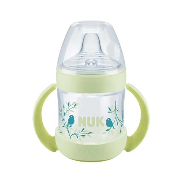 NUK - Nature Sense Learner Bottle με ένδειξη θερμοκρασίας Πράσινο με ρύγχος σιλικόνης 6-18m (10.743.022) | 150ml