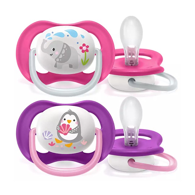 AVENT - Ultra Air Animals Ορθοδοντική Πιπίλα Σιλικόνης 6-18m Ροζ (SCF080/12) | 2τμχ