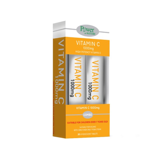 Power Of Nature Vitamin C 1000mg stevia 1+1 Δώρο 2x20efftabs