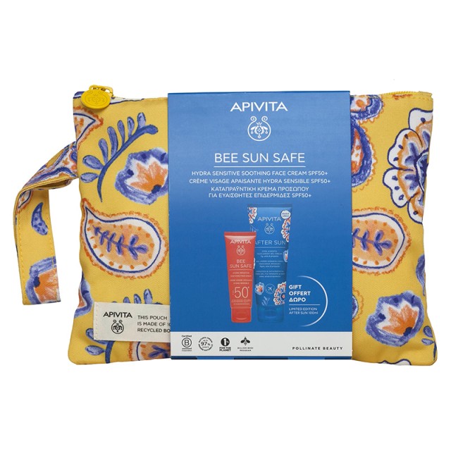 APIVITA - Bee Sun Safe Hydra Sensitive Soothing Face Cream SPF50 (50ml) & After Sun Cool Sooth Face & Body Gel Cream (100ml)