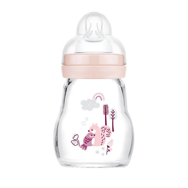 MAM - Feel Good Premium Glass Γυάλινο Μπιμπερό 0m+ Girl (370SG) | 170ml