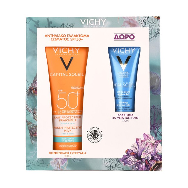 VICHY - Capital Soleil Beach Protect Fresh Hydrating Milk SPF50+ (300ml) & Capital Soleil Soothing After Sun Milk  (100ml)