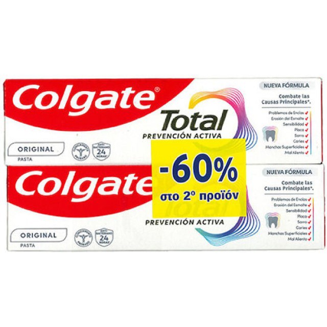 Colgate Total Active Prevention Original Protection Οδοντόκρεμα κατά της Πλάκας 2x75ml