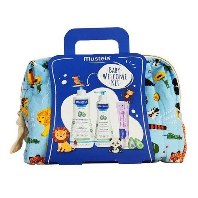 MUSTELA - Baby Welcome Kit Gentle Cleansing Gel Hair and Body (500ml) & Hydra Bebe Body lotion (300ml) & 123 Vitamin Barrier Cream (100ml)