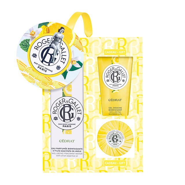 ROGER&GALLET - Set Cédrat Eau parfumée bienfaisantel (100ml) & Cédrat Shower Gel (50ml) & Cedrat Savon (50gr)