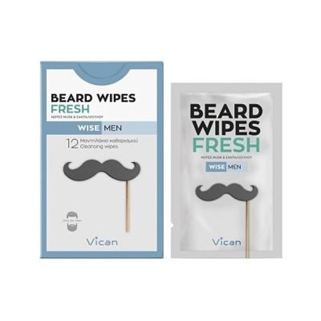 VICAN -  Wise Men Beard Wipes Fresh | 12τμχ