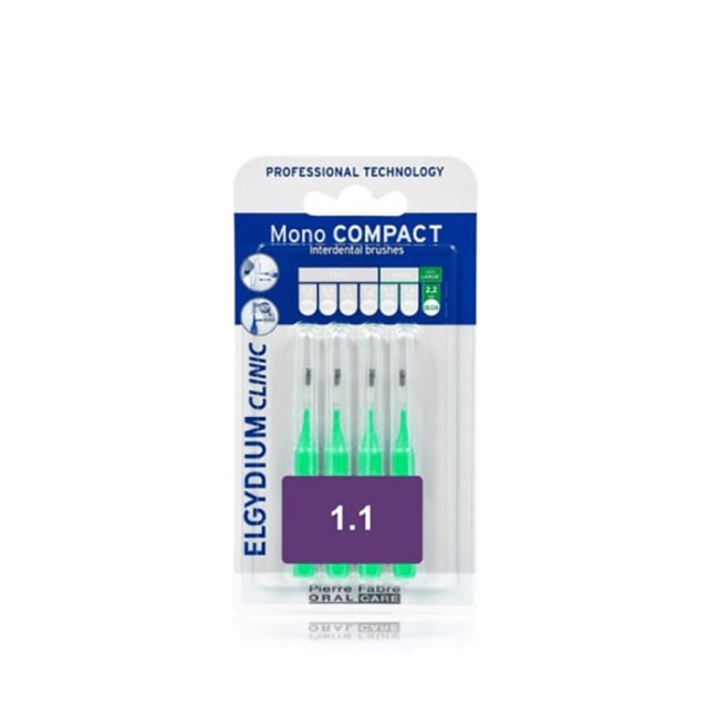 ELGYDIUM - Clinic Mono Compact Interdental Brushes Green 1.1mm | 4τμχ