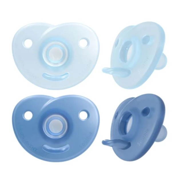 Philips Avent Πιπίλα Όλο Σιλικόνη Μπλε 0-6m, 2 τεμάχια