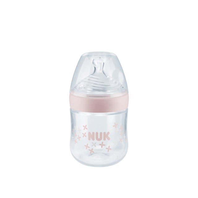 NUK - Nature Sense Μπιμπερό Πλαστικό με Θηλή σιλικόνης Ροζ Small 0-6m (10.743.720) | 150ml