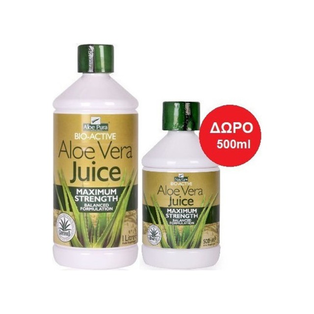 OPTIMA - Aloe Vera Juice Maximum Strength (1lt) & ΔΩΡΟ Aloe Vera Juice Maximum Strength (500ml)
