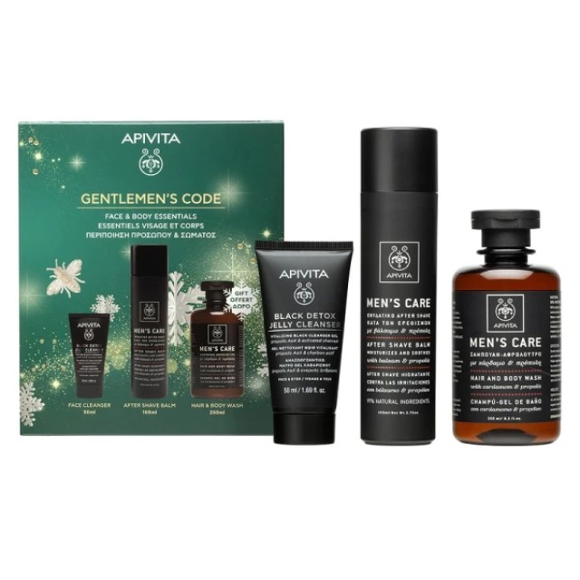 Apivita Promo Mens Care Gentlemens Code After Shave 100ml & Black Detox Jelly Cleanser 50ml & Σαμπουάν-Αφρόλουτρο 250ml