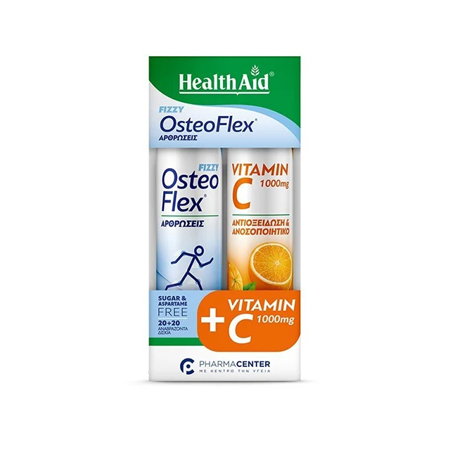 Health Aid - Osteoflex Fizzy 20 αναβράζοντα δισκία & Vitamin C 1000mg Γεύση Πορτοκάλι 20 αναβράζοντα δισκία