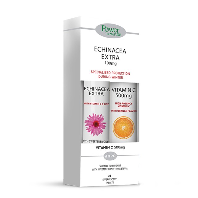 POWER HEALTH - Echinacea Extra stevia with Vitamin C & Zinc (20eff.tabs) & Δώρο Vitamin C 500mg (20eff.tabs)