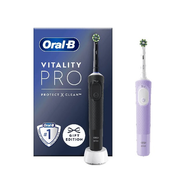 Oral-B Promo Vitality Pro Black & Pink Duo Ηλεκτρικές Οδοντόβουρτσες Μαύρo & Μωβ 2τμχ