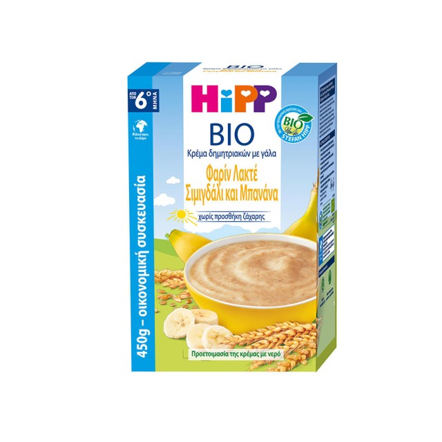 HIPP - Bio Φαρίν Λακτέ Σιμιγδάλι & Μπανάνα 6m+ | 450gr