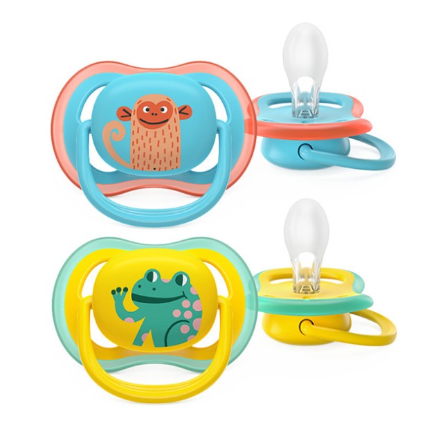Philips Avent Πιπίλα Ultra Air 18 μηνών+, Frog/Monkey (2 τεμάχια)