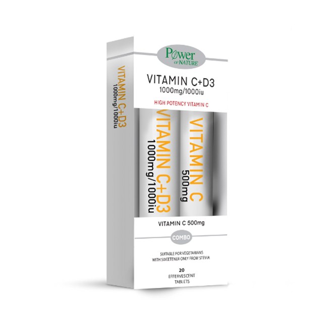 POWER HEALTH - Vitamin C 1000mg + D3 1000iu (20eff.tabs) & Δώρο Vitamin C 500mg (20eff.tabs)