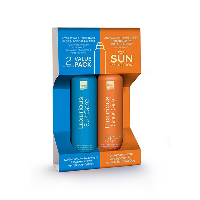 INTERMED - Luxurious Suncare Face & Body Antioxidant Sunscreen Invisible Spray SPF50+ (200ml) & Hydrating Antioxidant Spray Mist (200ml)