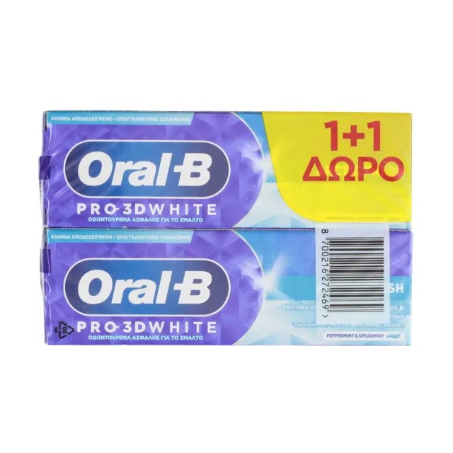 Oral-B 1+1 3D White Arctic Fresh 2x75ml