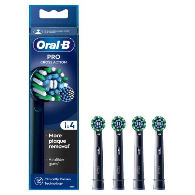 Oral-B Pro Ανταλλακτικά Cross Action Μαύρα, 4 τεμάχια