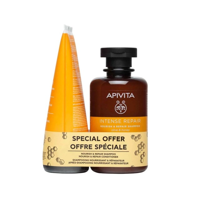 APIVITA - Promo Intense Repair Nourish & Repair Σαμπουάν με Ελιά & Μέλι  (250ml) & Nourish & Repair Conditioner με Ελιά & Μέλι  (150ml)